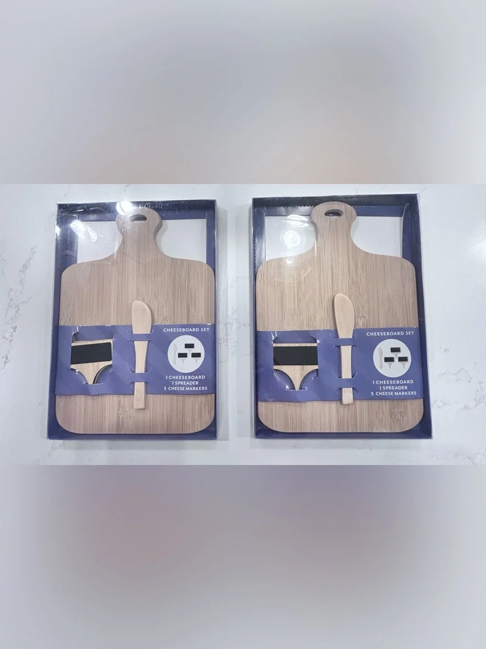NIB- BAMBOO CHEESE BOARD SET OF 2 WITH ACCESSORIES